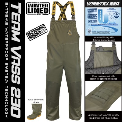 Team Vass 230 Winter Lined Bib & Brace in Khaki